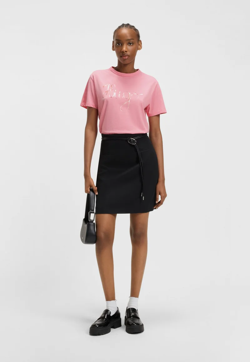 HUGO Cotton-jersey T-shirt with logo artwork