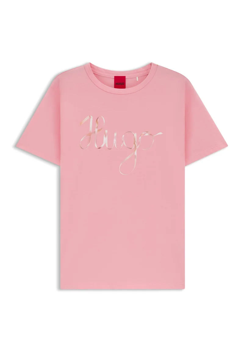 HUGO Cotton-jersey T-shirt with logo artwork