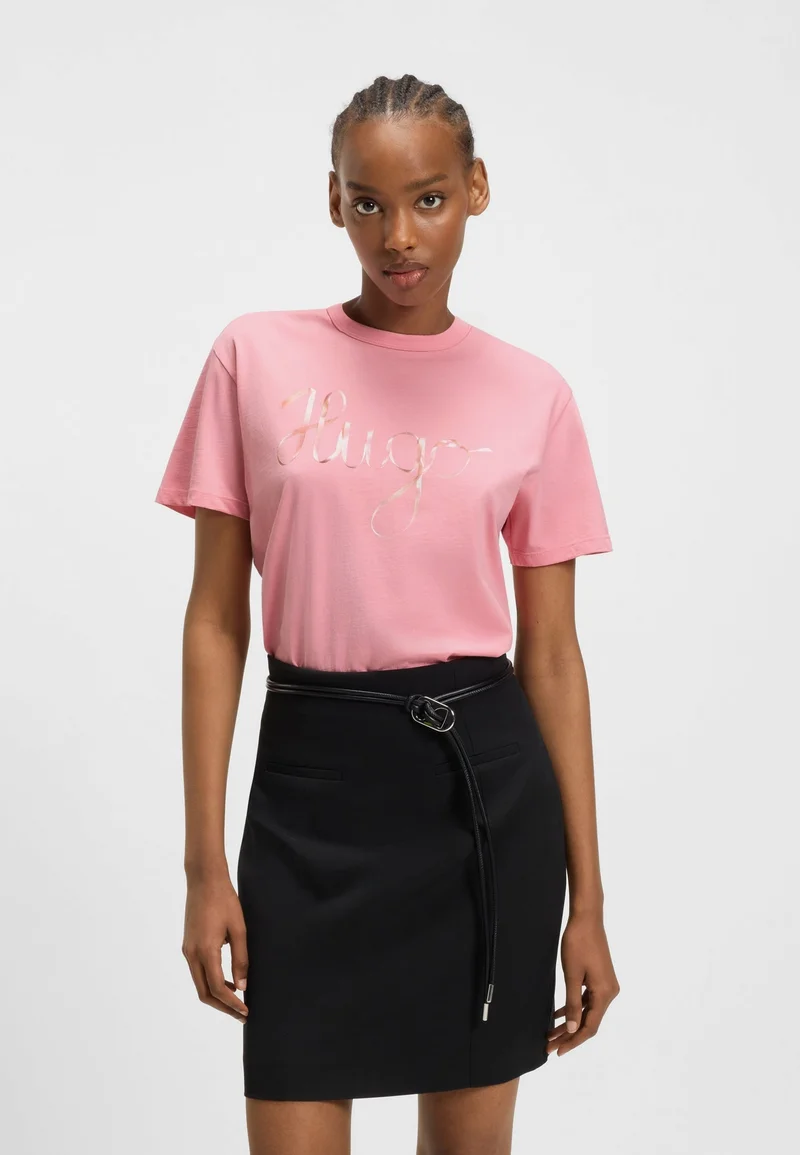 هوجو تيشيرت قطن جيرسيه برسومات شعار