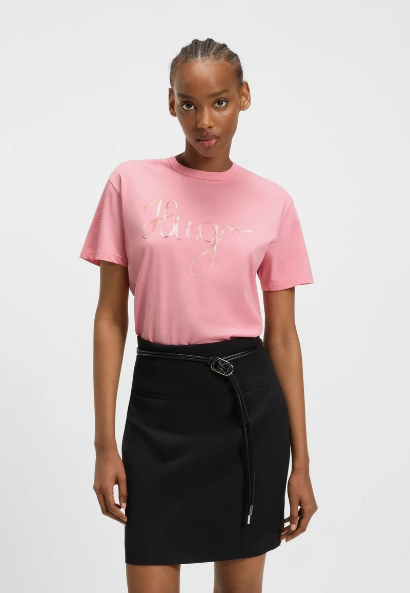 HUGO Cotton-jersey T-shirt with logo artwork