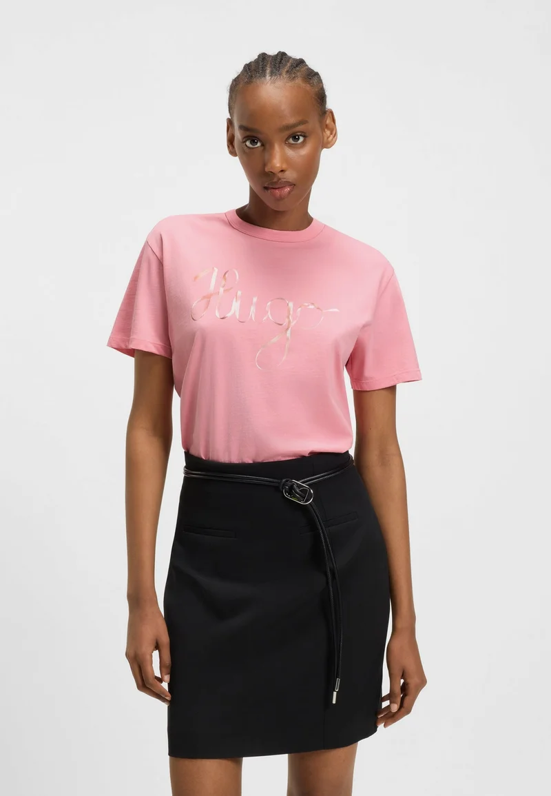 HUGO Cotton-jersey T-shirt with logo artwork