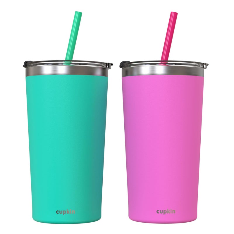 CUPKIN Stainless Steel Insulated Tumbler with Lid and Straw, 20 oz Water Bottle & Straw, Stainless Steel Cups, Travel Coffee Mug for Adults, Iced Coffee Cup with Lid, Tumbler for Travel - Image 1