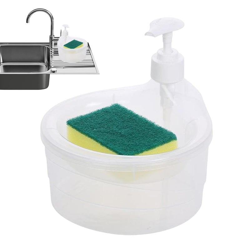 PAXCOO Double Layer 2-in-1 Kitchen Liquid Soap Dispenser with Pump and Sponge Kitchen Sink Accessories Items,Dishwasher Liquid Holder, for Sink Kitchen Hotel Restaurant(Multi Color) - Image 1