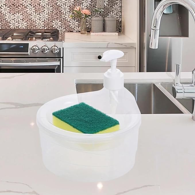 PAXCOO Double Layer 2-in-1 Kitchen Liquid Soap Dispenser with Pump and Sponge Kitchen Sink Accessories Items,Dishwasher Liquid Holder, for Sink Kitchen Hotel Restaurant(Multi Color) - Image 5
