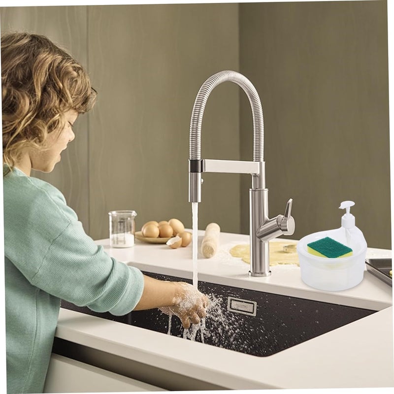 PAXCOO Double Layer 2-in-1 Kitchen Liquid Soap Dispenser with Pump and Sponge Kitchen Sink Accessories Items,Dishwasher Liquid Holder, for Sink Kitchen Hotel Restaurant(Multi Color) - Image 4