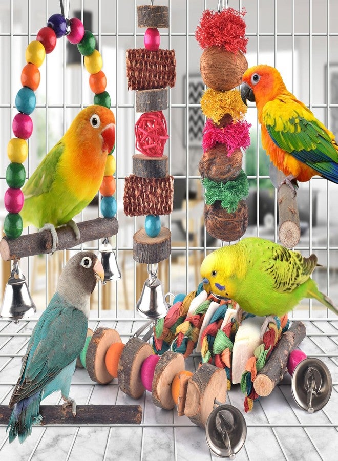 Bissap Bird Chew Toys, 7 Packs Parakeet Natural Wood Toys Parrot Hanging Cage Toy Perch Stand for Small Birds Conure Cockatiel Parrotlet Lovebird Budgie - Image 2