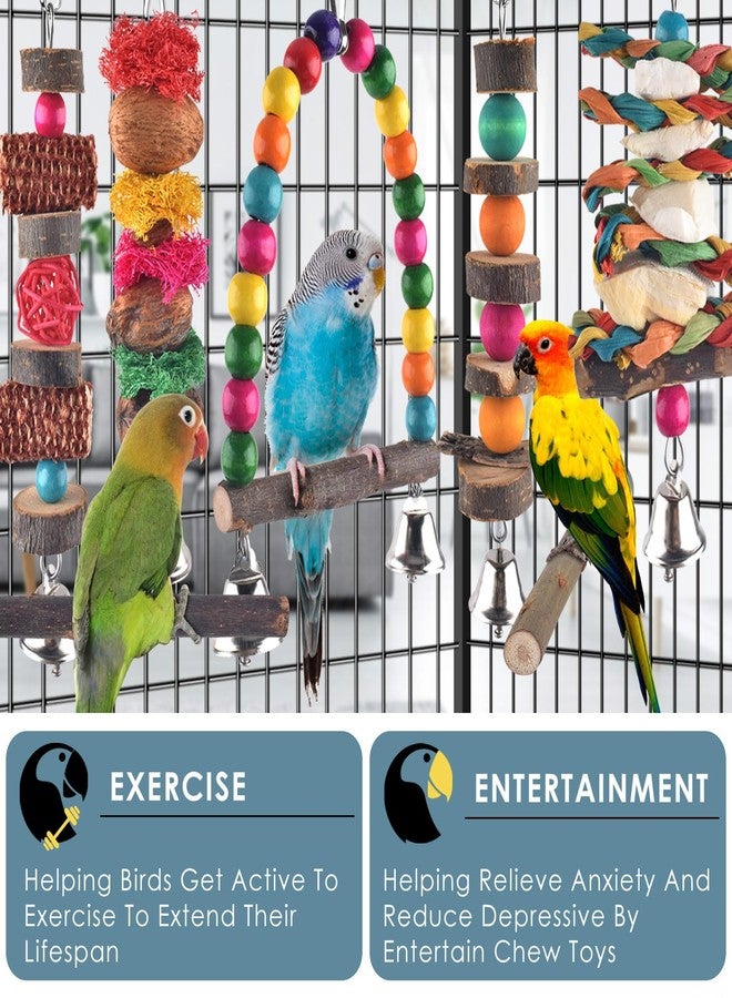 Bissap Bird Chew Toys, 7 Packs Parakeet Natural Wood Toys Parrot Hanging Cage Toy Perch Stand for Small Birds Conure Cockatiel Parrotlet Lovebird Budgie - Image 3