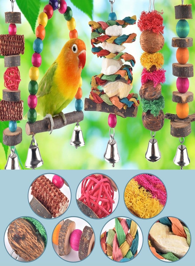 Bissap Bird Chew Toys, 7 Packs Parakeet Natural Wood Toys Parrot Hanging Cage Toy Perch Stand for Small Birds Conure Cockatiel Parrotlet Lovebird Budgie - Image 4