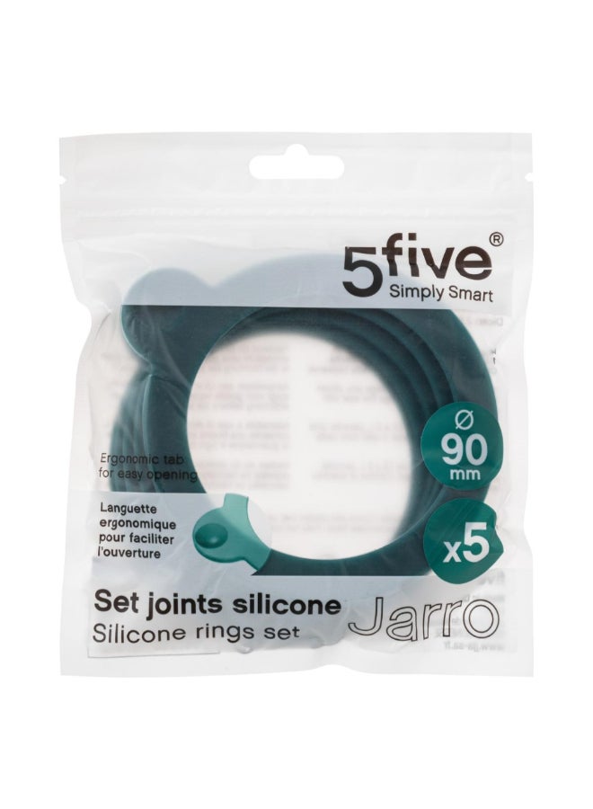 Five Simply Smart 5-Piece Jarro Silicone Gasket Set Teal Blue 90 mm 198009 - Image 2