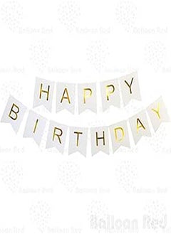 Balloon Red Happy Birthday Garland with Shimmering (Golden Letters)