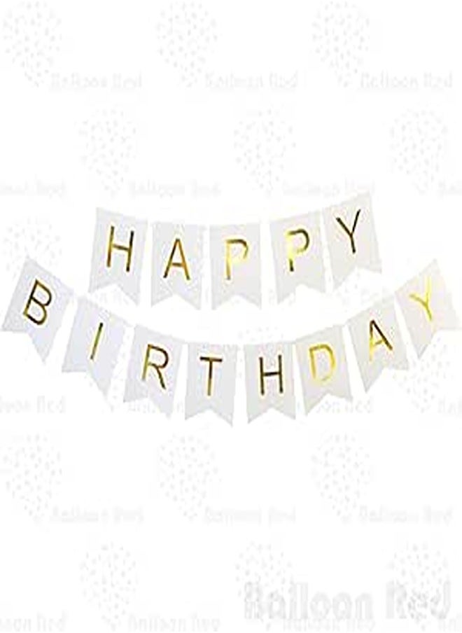 null - Balloon Red Happy Birthday Garland with Shimmering (Golden Letters) - Image 1