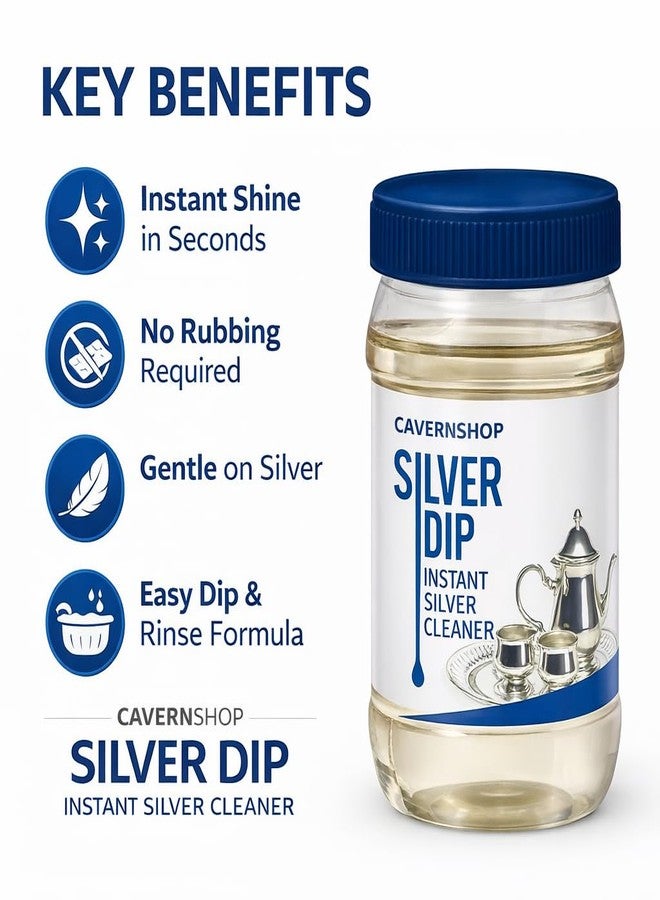 CAVERNSHOP Silver Dip Cleaner 300 ml | Instant Shine for Utensils, Idols, Pooja Items & Coins | Easy Dip-Rinse Formula - Image 2