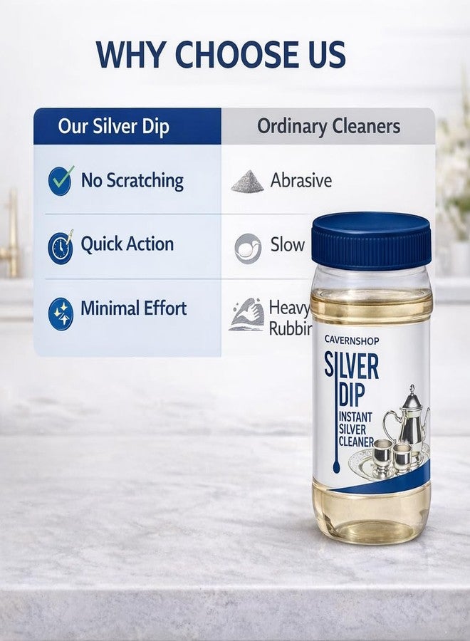 CAVERNSHOP Silver Dip Cleaner 300 ml | Instant Shine for Utensils, Idols, Pooja Items & Coins | Easy Dip-Rinse Formula - Image 3