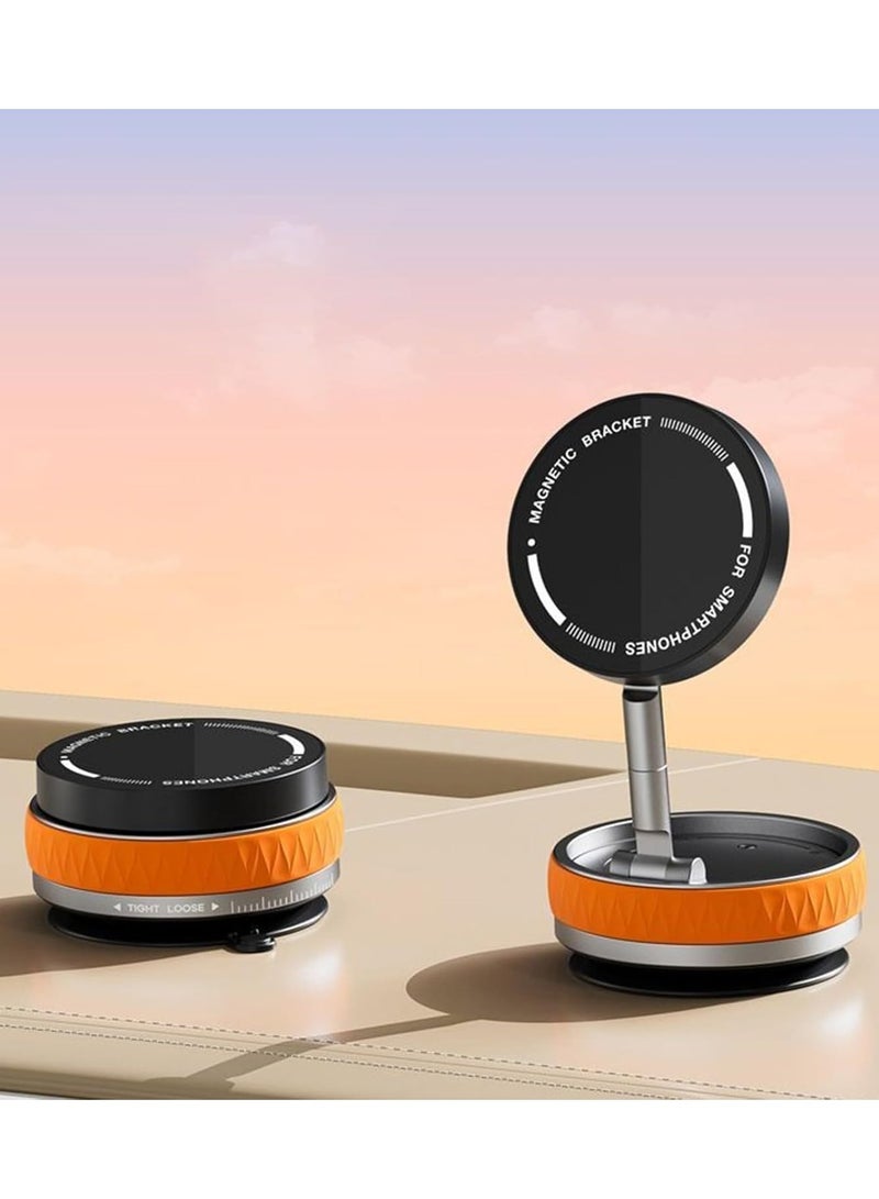 360° Rotating Foldable Vacuum Magnetic Car Mobile Holder, Suction Cup Mobile Mount for Smooth Surfaces/Tiles/Bathroom/Gym/Mirror, Magnetic Phone Holder Compatible with iPhone 16/15/14/13 - Image 2