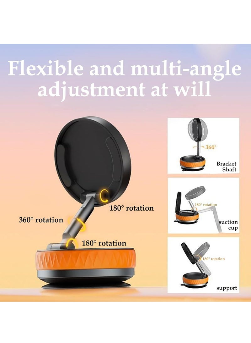 360° Rotating Foldable Vacuum Magnetic Car Mobile Holder, Suction Cup Mobile Mount for Smooth Surfaces/Tiles/Bathroom/Gym/Mirror, Magnetic Phone Holder Compatible with iPhone 16/15/14/13 - Image 3