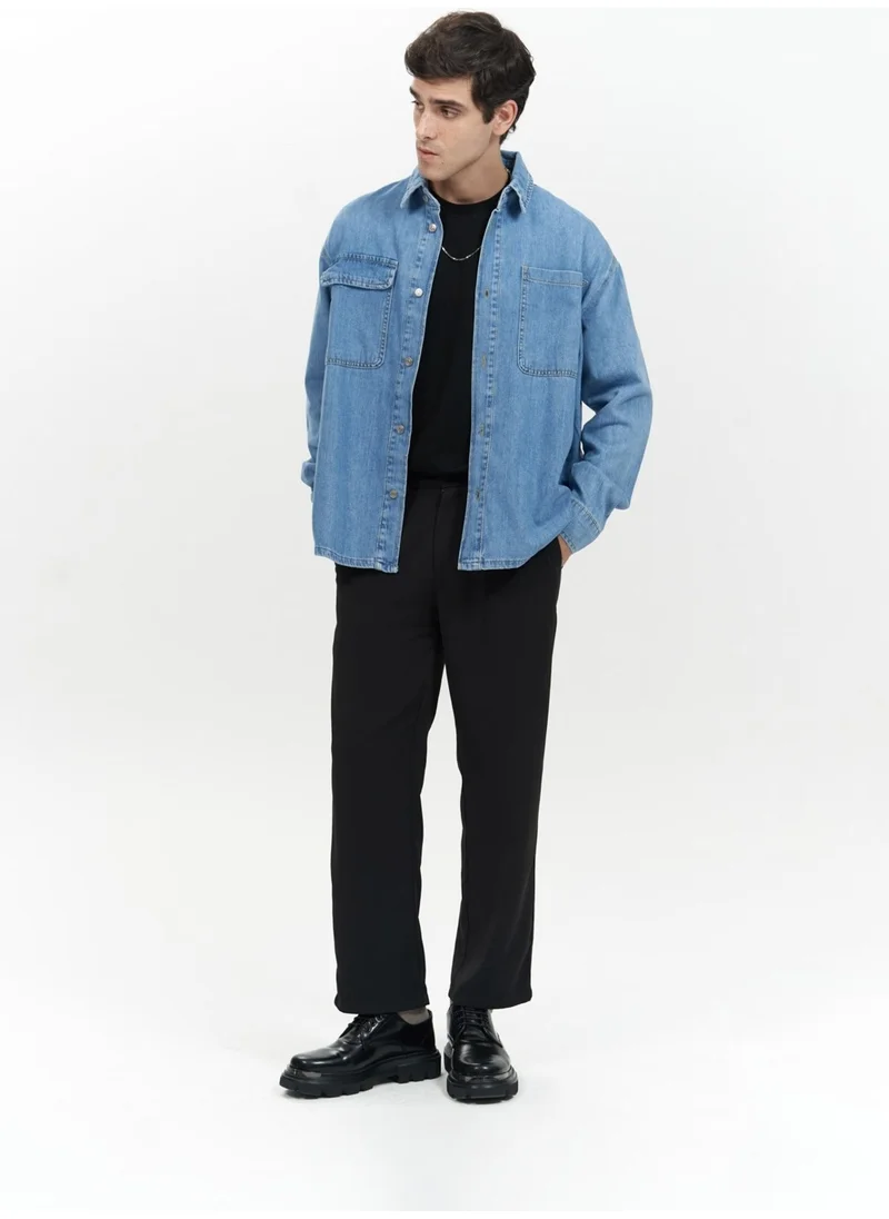 Mai Collection Ethan Blue Men's Jean Shirt