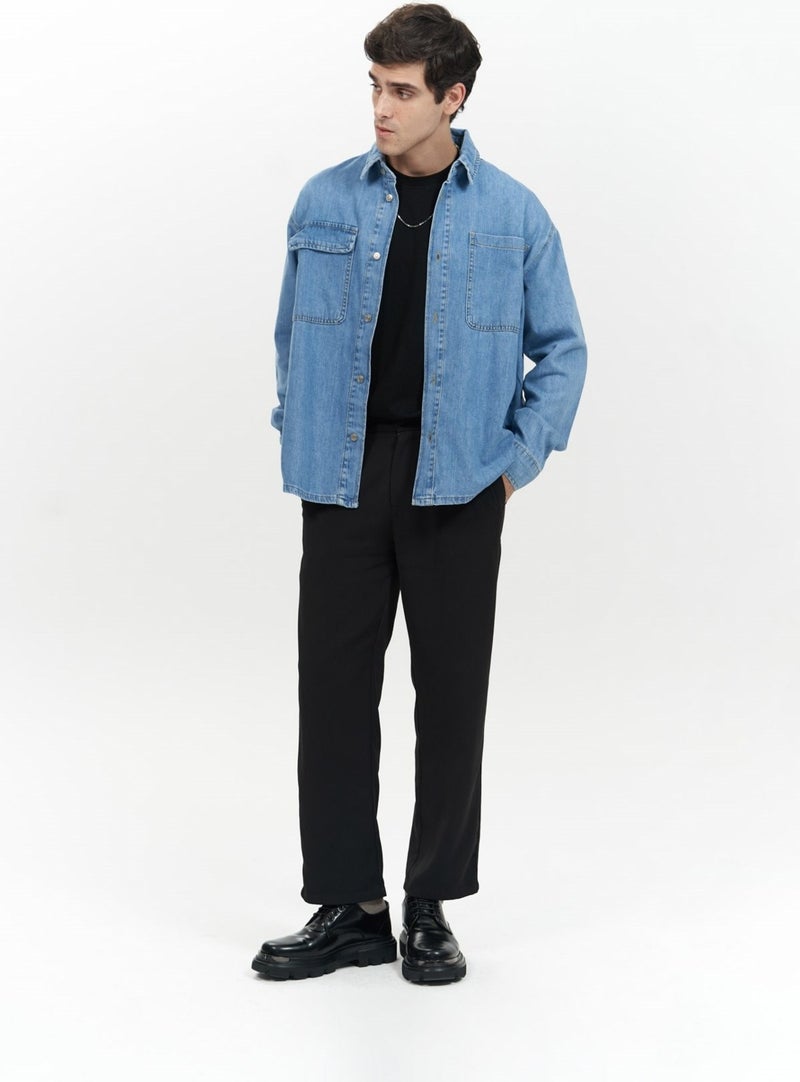 Mai Collection Ethan Blue Men's Jean Shirt - Image 2