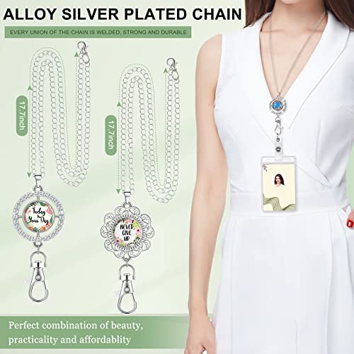 Woanger 2 Pieces Inspirational Lanyards for ID Badges for Women with 20 Styles Interchangeable Breakaway Snap Buttons Charms Pendent ID Holder Lanyard Necklace Badge Necklace for Women - Image 3