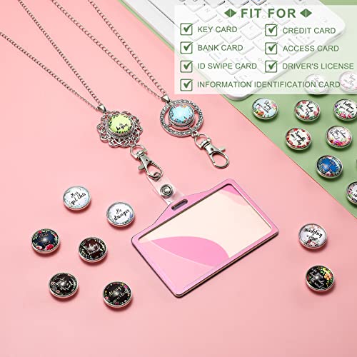 Woanger 2 Pieces Inspirational Lanyards for ID Badges for Women with 20 Styles Interchangeable Breakaway Snap Buttons Charms Pendent ID Holder Lanyard Necklace Badge Necklace for Women - Image 5