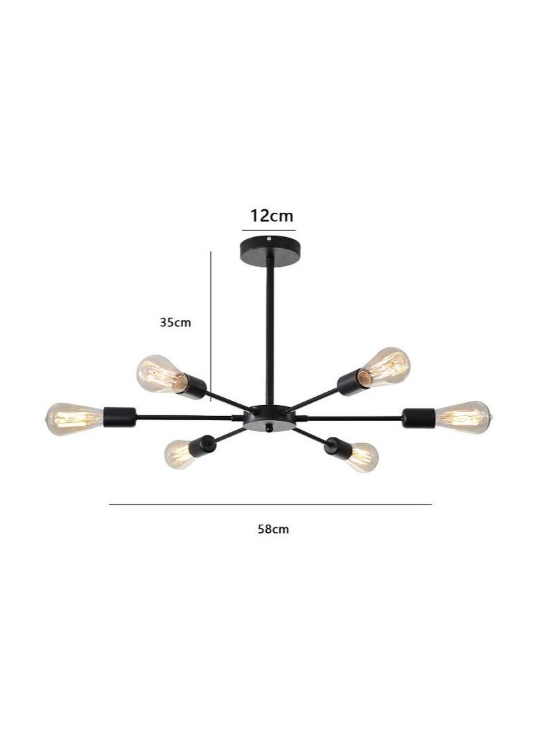 6 Lights Modern Sputnik Chandelier Semi Flush Mount Ceiling Pendant Lighting Mid Century Gold - Image 3