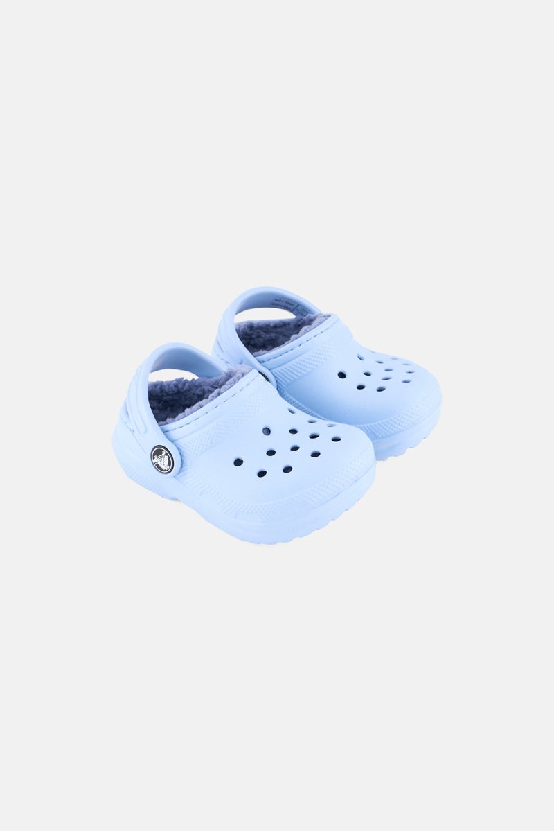 crocs Toddlers Girl Faux Fur Slip On Clogs, Blue - Image 1