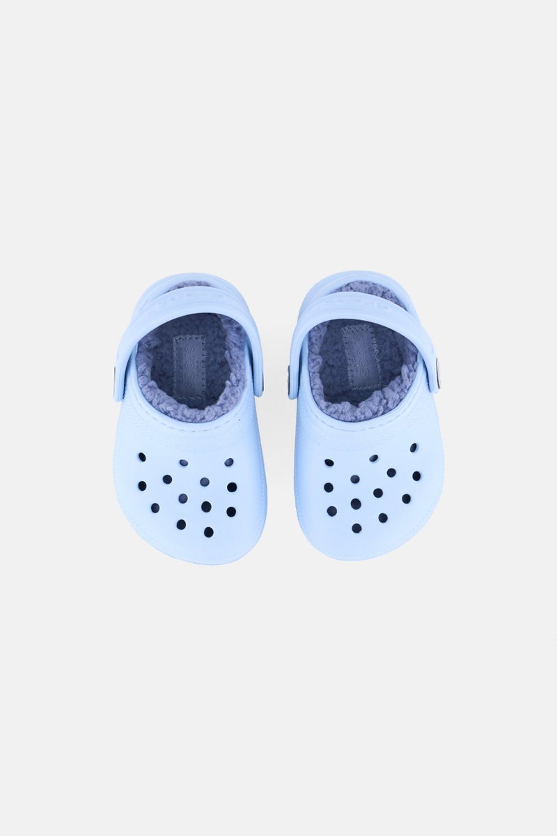 crocs Toddlers Girl Faux Fur Slip On Clogs, Blue - Image 3