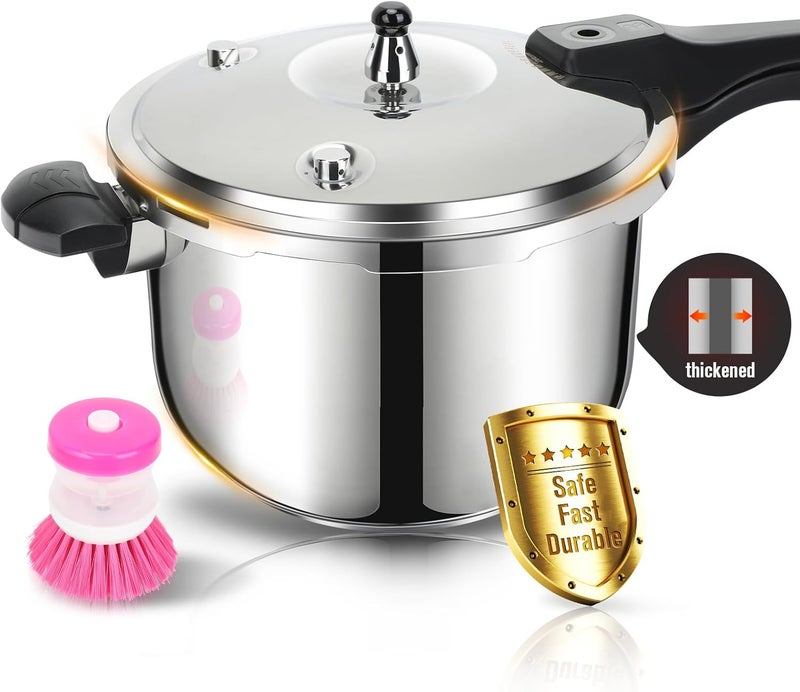 Peterboo Stainless Steel Pressure Cooker, Peterboo 8.45 Quart Induction Compatible Thickened Pressure Cooker with Spring Valve Safeguard Devices, Compatible with Gas & Induction Cooker 5-9 Members Use - Image 1