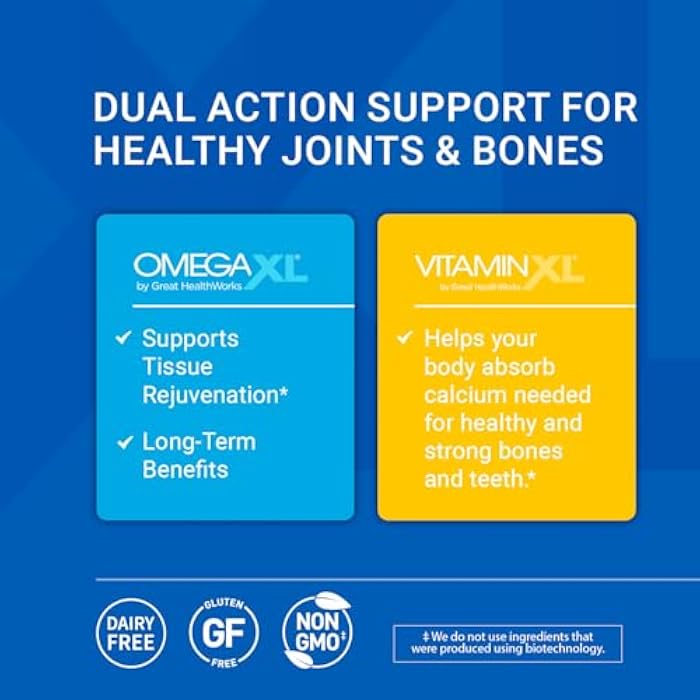 OmegaXL Joint Support 60 Soft Gels & VitaminXL D3 5000 IU 30 Count | Natural Joint Support Supplement, Non-GMO, Drug Free, 60 Soft Gels & D3 High Potency Immune Support 30 Soft Gels - Image 2