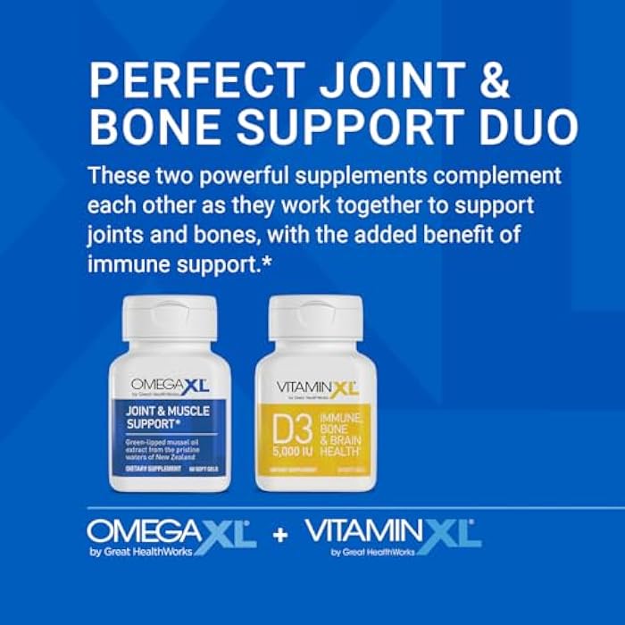 OmegaXL Joint Support 60 Soft Gels & VitaminXL D3 5000 IU 30 Count | Natural Joint Support Supplement, Non-GMO, Drug Free, 60 Soft Gels & D3 High Potency Immune Support 30 Soft Gels - Image 4