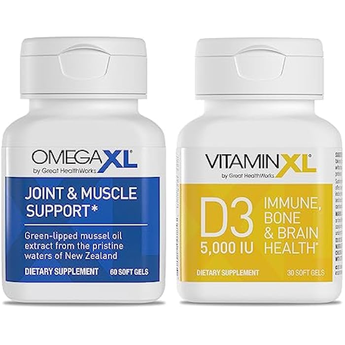 OmegaXL Joint Support 60 Soft Gels & VitaminXL D3 5000 IU 30 Count | Natural Joint Support Supplement, Non-GMO, Drug Free, 60 Soft Gels & D3 High Potency Immune Support 30 Soft Gels - Image 1