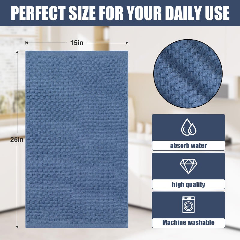 Homaxy 100% Cotton Terry Kitchen Towels(15" x 25", 6 Pack), Soft and Super Absorbent Dish Towels, 380 GSM Reusable Tea Towel with Hanging Loop, Pineapple Grid Designed, Navy Blue - Image 4