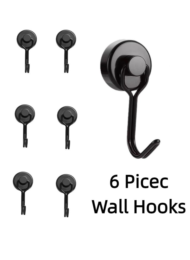 6-Piece Wall Hooks, Self Adhesive Hook, Small Magnetic Holde, Extra Strong Magnet with Hook for Fridge, Home, Bathroom, Kitchen, Office - Image 1