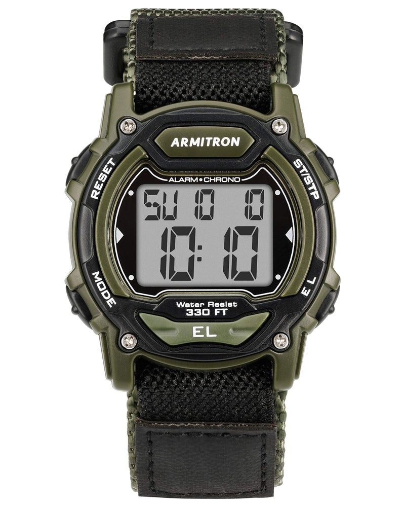 Armitron Sport Quartz Sport Watch with Nylon Strap, Black, 24 (Model: 45/7004DGN) - Image 1