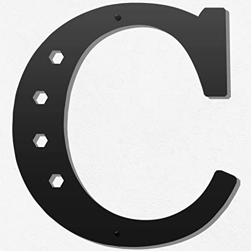 YUNSHANGMO Metal Letters Wall Decor 12 Inch, Hanging Letter Sign Black, Visual 3D Large Alphabet Modern Style Wall Decor for Living Room Bedroom Office Home Wedding Party/Letter C - Image 1