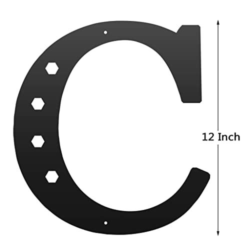 YUNSHANGMO Metal Letters Wall Decor 12 Inch, Hanging Letter Sign Black, Visual 3D Large Alphabet Modern Style Wall Decor for Living Room Bedroom Office Home Wedding Party/Letter C - Image 2