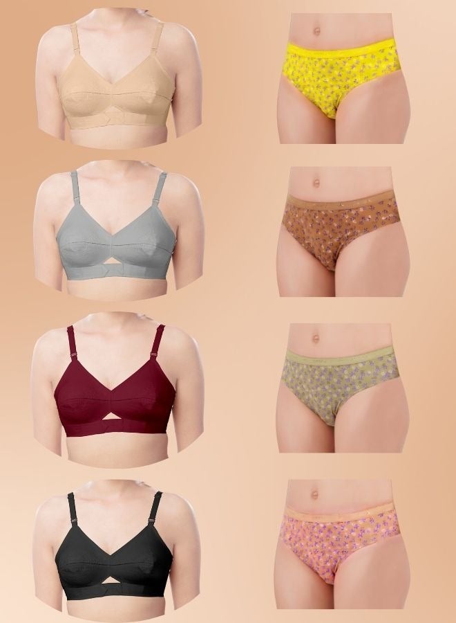 BRIDA Brida Women's Cotton Bra(Kavya Xtrasoft) & High-Waisted Panties Set(Petals)- (Colours & Print May Vary)  - Image 1