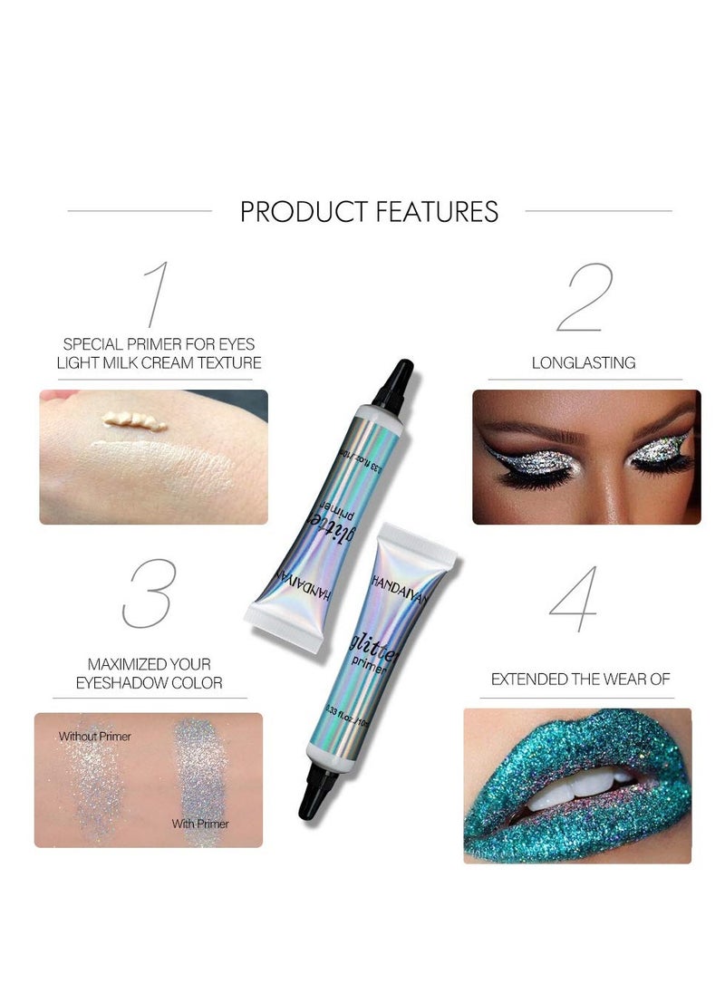 MAEPEOR MAEPEOR Cosmetic Glitter Glue Long Lasting Makeup Glitter Primer Gel Waterproof & Smudgeproof Primer Base Glue for Body Eyes Face Lip with Glitter, Body Jewels, Rhinestones (2 PCS, 10 ml)  - Image 3