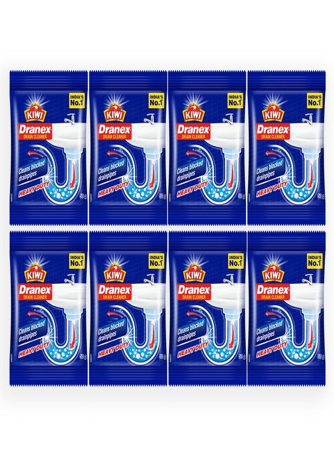 كيوي مسحوق كيوي درانكس لتنظيف المجاري | خبير المجاري رقم 1 في الهند | تركيبة سريعة المفعول تزيل الشحوم والشعر وبقايا الطعام في 30 دقيقة | آمن لأحواض المطبخ والمغاسل ومصارف الحمامات والأنابيب | عبوة من 8 قطع - Image 1