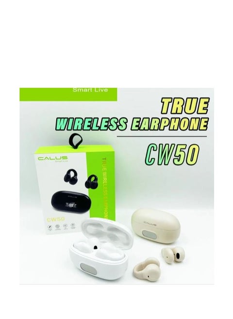 CW50 Wireless in-Ear Bluetooth with Charging Case Built-in Microphone HiFi Pro Sound Quality Enhanced Noise Cancellation Extra Long Working Time Waterproof Headset Beige