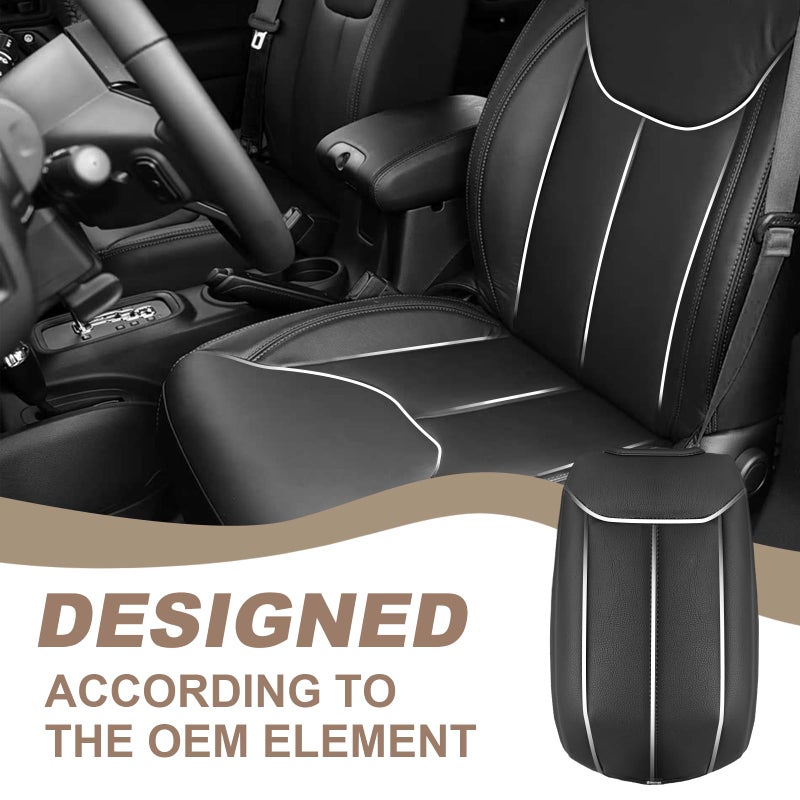 Muslogy Center Console Armrest Cover Fit for Jeep Wrangler JK JKU 2011-2017 Accessories, Comfort Armrest Pad Console Lid Cushion Vegan Leather Regular Thick - Image 4