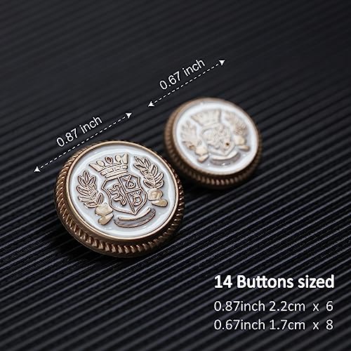 MASONEE 14-Piece Gold Metal Blazer Button Set - 23mm & 18mm Buttons for Men's Blazers, Suits, Sport Coats, Uniforms & Jackets - Image 2
