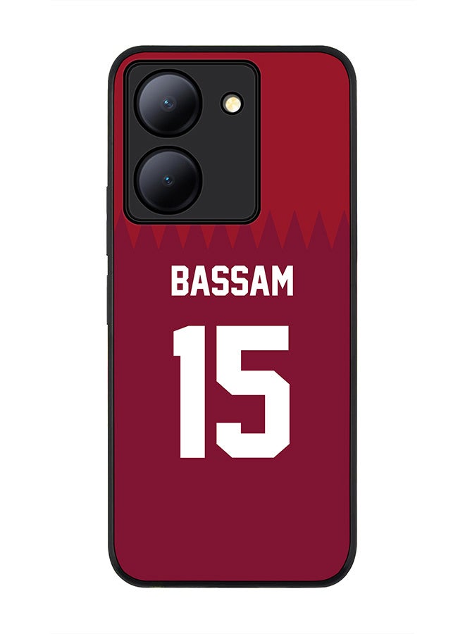 Stylizedd Rugged Black Edge case for Vivo Y27s/ Vivo Y27 5G, Slim fit Soft Flexible Rubber Edges Anti Drop Cover - Football Team - Qatar, Player Name - Bassam - Image 1