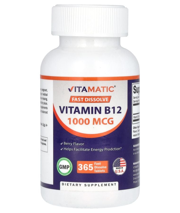 Vitamatic Vitamin B12 Berry 1000 mcg 365 Fast Dissolve Tablets