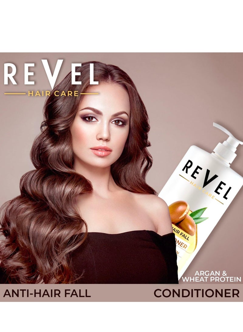Revel بلسم ريفيل للعناية بالشعر المضاد لتساقط الشعر ببروتين الأرجان والقمح 1000 مل، للشعر، يغذي فروة الرأس ويقوي الشعر ويصلحه، خالي من البارابين - Image 2
