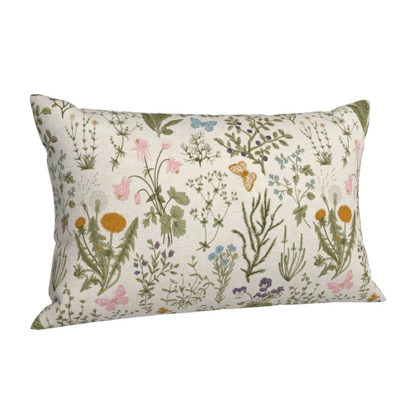 AEIOAE Spring Pillow Covers 12x20 Inch Set of 2,Sage Green Wild Flower Plant Throw Pillows Case,Seasonal Floral Outdoor Decorative Square Linen Farmhouse Decor Cushion Covers for Home Sofa Bed Couch - Image 5