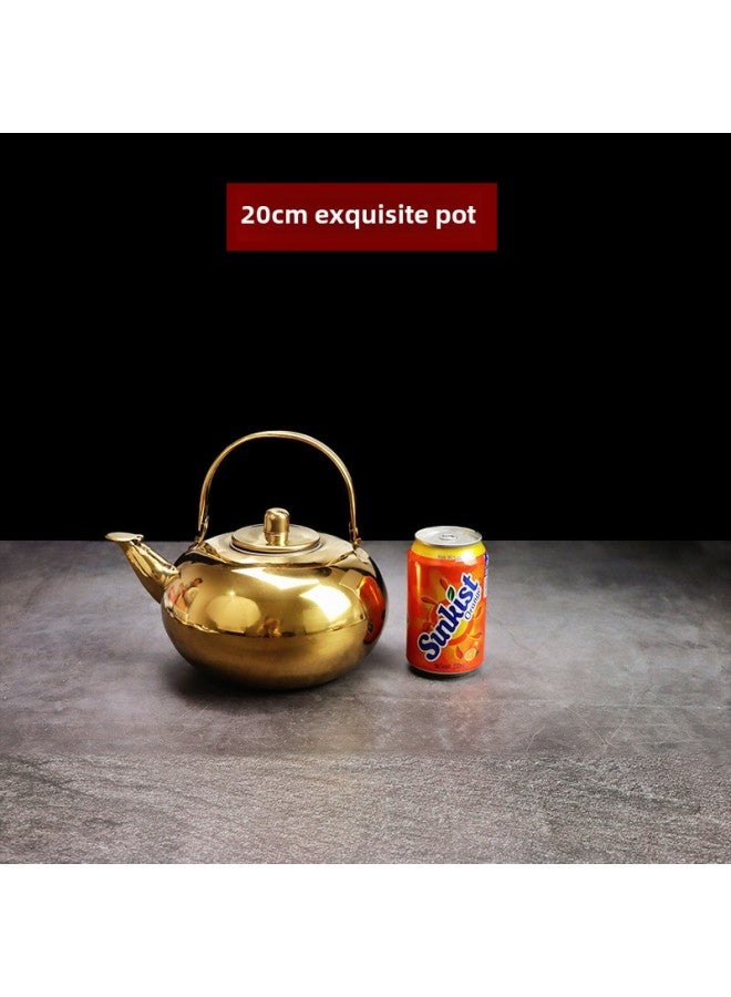 Special Offer Stainless Steel Teapot Restaurant Teapot With Strainer Household Kettle Large Capacity Hotel And Restaurant Kettle-Color:Free Engraving Starting From 10 Pieces-Capacity:Linglong Pot 20cm Gold (2.5l) For 8-9 People  - Image 1