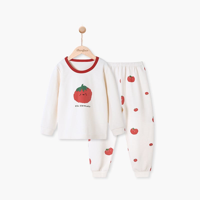 Children'S Home Wear Set For , Boys And Girls Thermal Underwear Two-Piece Round Neck Pajamas, Soft And Antibacterial - Image 1