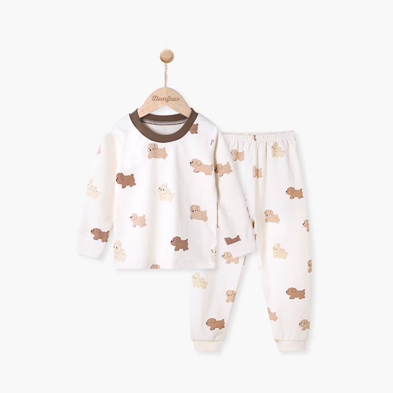 Children'S Home Wear Set For , Boys And Girls Thermal Underwear Two-Piece Round Neck Pajamas, Soft And Antibacterial - Image 3