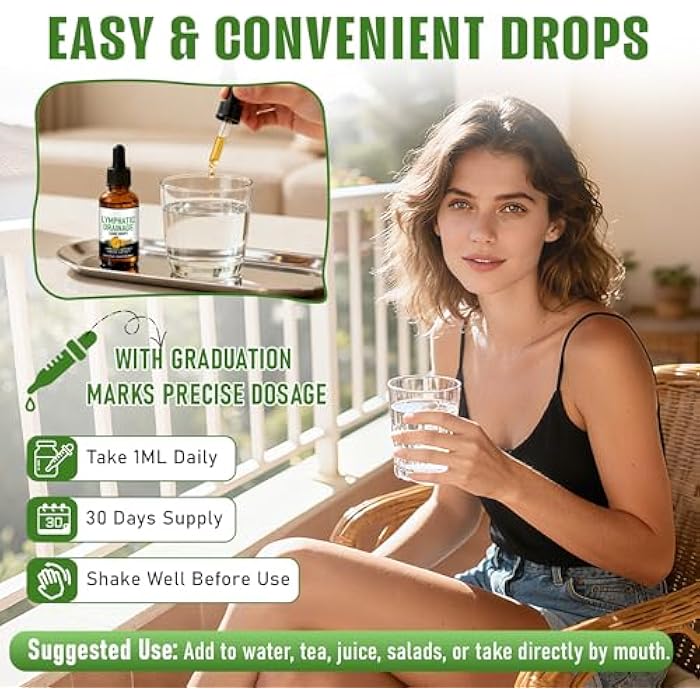 Crobirware قطرات تصريف اللمف - تنظيف نظام اللمف العشبي ودعم المناعة - سائل مع الإخناسيا، التوت الأسود، الزنجبيل وجذر الأرقطيون - نباتي، خالي من الكحول، 1 أونصة - Image 5