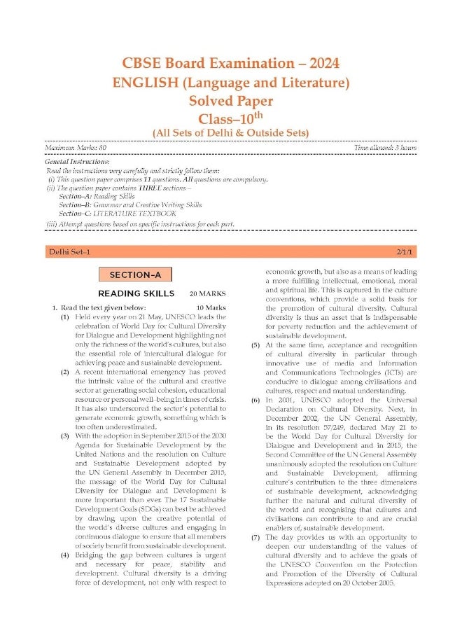 Oswaal CBSE Question Bank Class 10 English Language & Literature, Chapterwise and Topicwise Solved Papers For Board Exams 2025